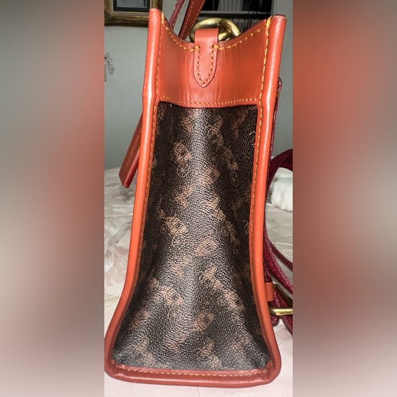 Coach Tan and Burgundy Signature Tote - Picture 4 of 12